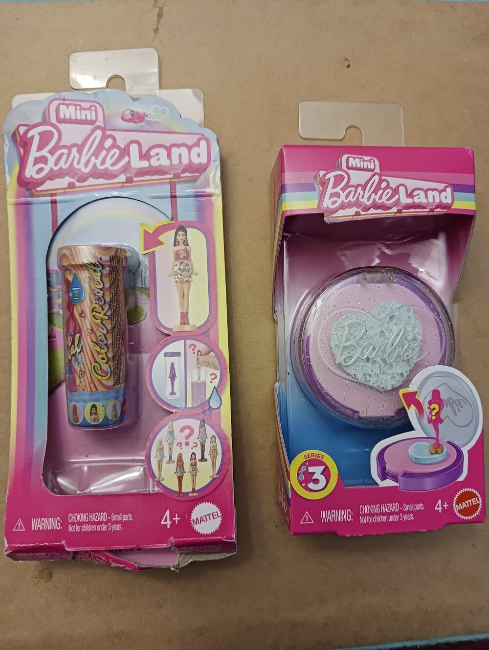 2 Mini BarbieLand Mystery Toys: Color Reveal Sr 1 & Color Change Compact Sr 3